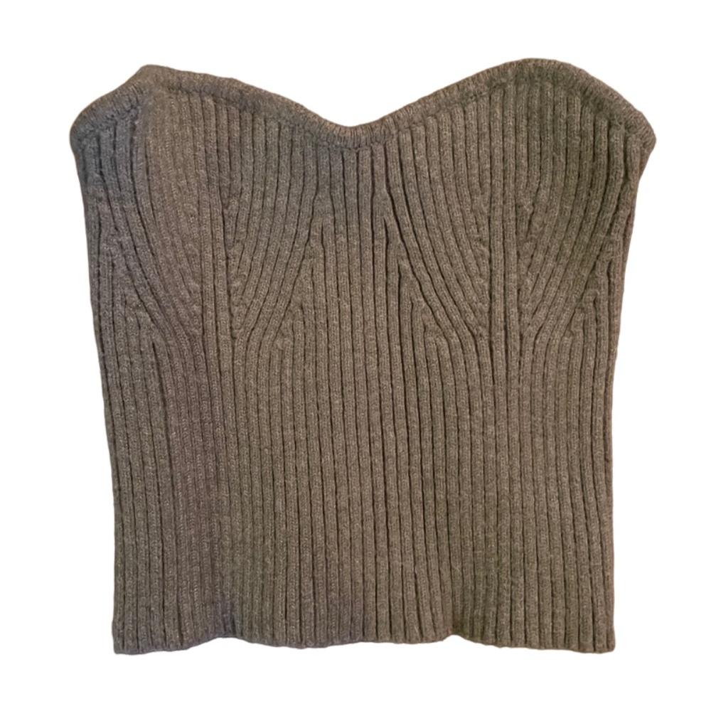 Zara Light Olive Green Tube Top Crop Top